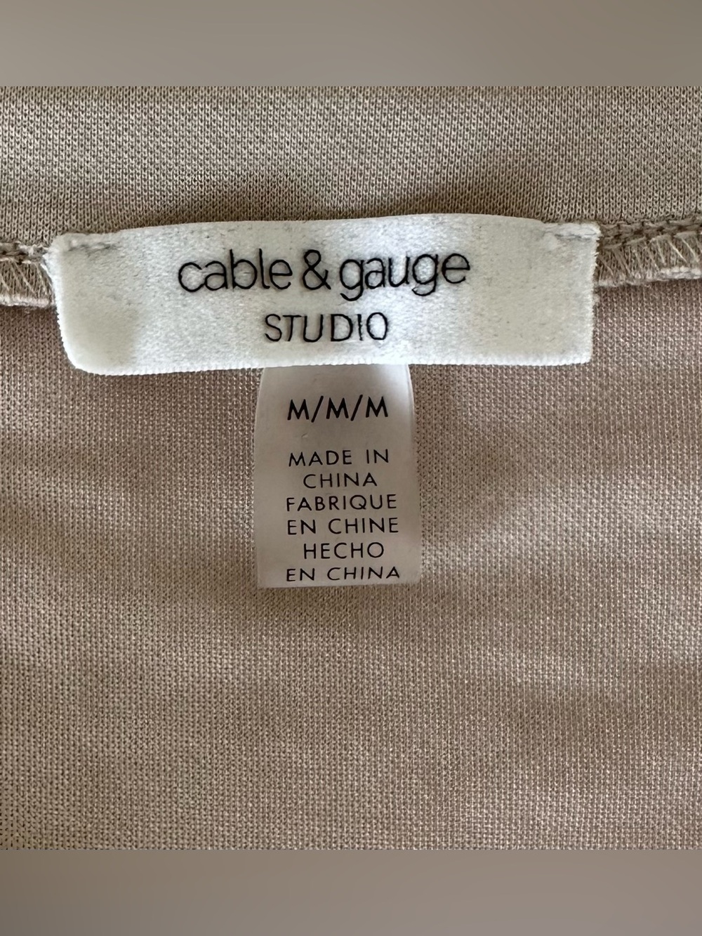 Cable and Gauge Beige Taupe Khaki Cap Short Sleeve Tee Shirt Blouse Medium - Picture 5 of 7